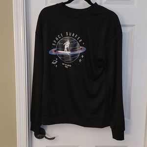 Men's Black long sleeve tee Space Surfer